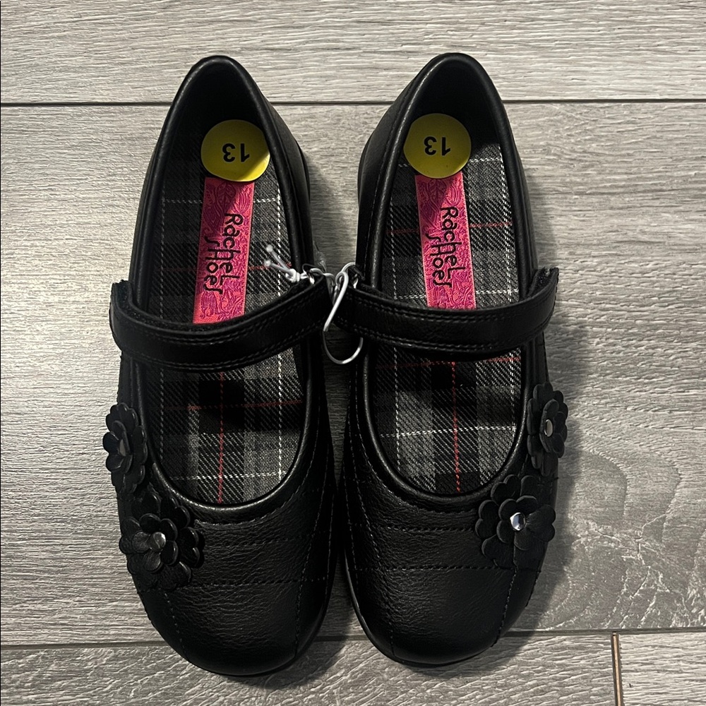 Black Kids Shoes with Floral Design